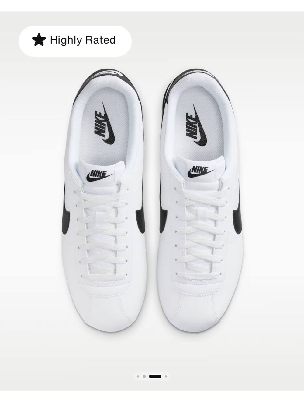 Nike White and Black Nike Cortez Leather Size size6.5